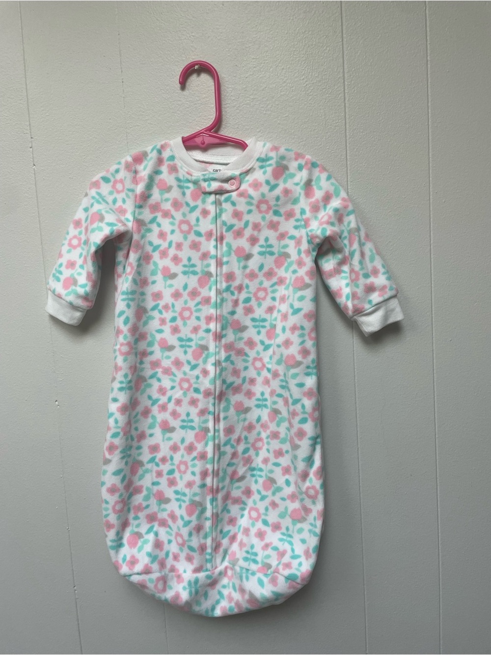 Carters baby girl pink floral fleece sleep sack 0-9months